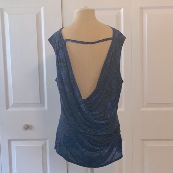 Helmet Lang Sleeveless Low Draped Back Shirt-Black & Blue- L- NWT - Picture 2 of 10